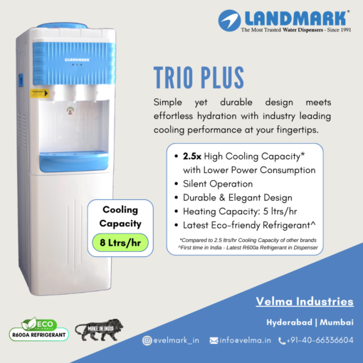 Indias-Most-Powerful-Dispenser-Landmark-Trio-Plus-8ltr-per-hour Specifications and Benefits